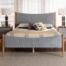 Baxton Studio Taylin Mid-Century Grey Corduroy and Oak Brown Wood Queen Bed - MG0243-Grey-HC1315-16/NT-Oak-Queen