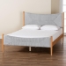 Baxton Studio Taylin Mid-Century Grey Corduroy and Oak Brown Wood Queen Bed - MG0243-Grey-HC1315-16/NT-Oak-Queen