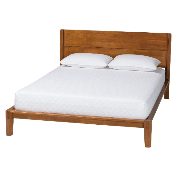 Baxton Studio Aldith Japandi Walnut Brown Toolless Assembly Queen Platform Bed