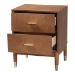Baxton Studio Mandolin Mid-Century Ash Walnut Wood 2-Drawer Nightstand - MG9010-Ash Walnut/Gold-2DW-NS