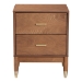 Baxton Studio Mandolin Mid-Century Ash Walnut Wood 2-Drawer Nightstand - MG9010-Ash Walnut/Gold-2DW-NS