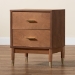 Baxton Studio Mandolin Mid-Century Ash Walnut Wood 2-Drawer Nightstand - MG9010-Ash Walnut/Gold-2DW-NS