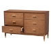 Baxton Studio Mandolin Mid-Century Ash Walnut Wood 6-Drawer Dresser - MG9010-Ash Walnut/Gold-6DW-Dresser