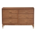 Baxton Studio Mandolin Mid-Century Ash Walnut Wood 6-Drawer Dresser - MG9010-Ash Walnut/Gold-6DW-Dresser