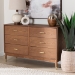 Baxton Studio Mandolin Mid-Century Ash Walnut Wood 6-Drawer Dresser - MG9010-Ash Walnut/Gold-6DW-Dresser