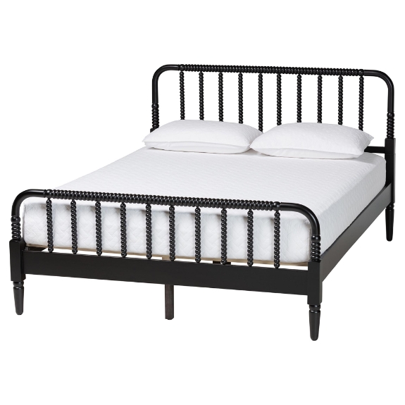 Baxton Studio Braith Farmhouse Black Spindle Wood King Size Platform Bed