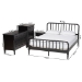 Baxton Studio Braith Farmhouse Black Spindle Wood King Size 4-Piece Bedroom Set - SW8620-Black-4PC King Bedroom Set