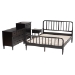 Baxton Studio Braith Farmhouse Black Spindle Wood King Size 4-Piece Bedroom Set - SW8620-Black-4PC King Bedroom Set