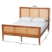 Baxton Studio Walthard Mid-Century Light Walnut King Platform Bed with Woven Rattan - SW8632-Light Walnut/Rattan-King