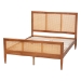 Baxton Studio Walthard Mid-Century Light Walnut King Platform Bed with Woven Rattan - SW8632-Light Walnut/Rattan-King