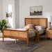 Baxton Studio Walthard Mid-Century Light Walnut King Platform Bed with Woven Rattan - SW8632-Light Walnut/Rattan-King