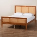 Baxton Studio Walthard Mid-Century Light Walnut King Platform Bed with Woven Rattan - SW8632-Light Walnut/Rattan-King