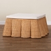 bali & pari Palm Scallop Natural Rattan Ottoman with Cushion - Handwoven Wicker Accent Bench or Footrest for Living Room, Bedroom, or Sunroom Decor, 39" Square - Palm-Light Honey Rattan-35 Ottoman w Cushion