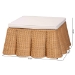 bali & pari Palm Scallop Natural Rattan Ottoman with Cushion - Handwoven Wicker Accent Bench or Footrest for Living Room, Bedroom, or Sunroom Decor, 39" Square - Palm-Light Honey Rattan-35 Ottoman w Cushion