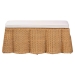 bali & pari Palm Scallop Natural Rattan Ottoman with Cushion - Handwoven Wicker Accent Bench for Living Room, Bedroom or Entryway, Coastal Boho Style Accent Furniture, Rectangle - Palm-Light Honey Rattan-Rectangle Ottoman w/ Cushion
