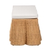 bali & pari Palm Scallop Natural Rattan Ottoman with Cushion - Handwoven Wicker Accent Bench for Living Room, Bedroom or Entryway, Coastal Boho Style Accent Furniture, Rectangle - Palm-Light Honey Rattan-Rectangle Ottoman w/ Cushion