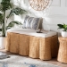 bali & pari Palm Scallop Natural Rattan Ottoman with Cushion - Handwoven Wicker Accent Bench for Living Room, Bedroom or Entryway, Coastal Boho Style Accent Furniture, Rectangle - Palm-Light Honey Rattan-Rectangle Ottoman w/ Cushion