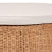 bali & pari Palm Scallop Natural Rattan Ottoman with Cushion - Handwoven Wicker Accent Stool or Footrest for Living Room, Bedroom, or Sunroom, Coastal Boho Style, 32" Round - Palm-Light Honey Rattan-90cm Round Ottoman w/Cushion
