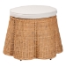bali & pari Palm Scallop Natural Rattan Ottoman with Cushion - Handwoven Wicker Accent Stool or Footrest for Living Room, Bedroom, or Sunroom, Coastal Boho Style, 26" Round - Palm-Light Honey Rattan-51cm Round Ottoman w/Cushion