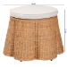 bali & pari Palm Scallop Natural Rattan Ottoman with Cushion - Handwoven Wicker Accent Stool or Footrest for Living Room, Bedroom, or Sunroom, Coastal Boho Style, 26" Round - Palm-Light Honey Rattan-51cm Round Ottoman w/Cushion