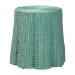 bali & pari Palm Scallop Natural Rattan Console Table - Handwoven Wicker Round Accent Table for Living Room, Sunroom or Foyer Place, Coastal Boho Style in Teal Green - Palm-Green Rattan Round-Console Table