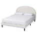 Baxton Studio Pelagia Boucle Upholstered Platform Bed - Soft Fabric Queen Size Bed Frame with Padded Headboard, Minimalist Design, Cream - BBT61319-Cream Boucle-Queen