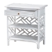 bali & pari Tiaret Natural Rattan Nightstand with Drawer and Shelves - Chippendale -Style Bedside Table for Bedroom or Coastal Living Spaces, White - WS117-Small Knob-White-Rattan-NS