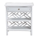 bali & pari Tiaret Natural Rattan Nightstand with Drawer and Shelves - Chippendale -Style Bedside Table for Bedroom or Coastal Living Spaces, White - WS117-Small Knob-White-Rattan-NS