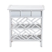 bali & pari Tiaret Natural Rattan Nightstand with Drawer and Shelves - Chippendale -Style Bedside Table for Bedroom or Coastal Living Spaces, White - WS117-Small Knob-White-Rattan-NS