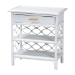 bali & pari Akane Natural Rattan Nightstand with Drawer and Open Shelves - Coastal Bedside Table with Lattice Design, White - WS118A-Medium Knob-White-Rattan-NS
