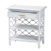 bali & pari Akane Natural Rattan Nightstand with Drawer and Open Shelves - Coastal Bedside Table with Lattice Design, White - WS118A-Medium Knob-White-Rattan-NS