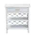 bali & pari Akane Natural Rattan Nightstand with Drawer and Open Shelves - Coastal Bedside Table with Lattice Design, White - WS118A-Medium Knob-White-Rattan-NS