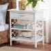 bali & pari Akane Natural Rattan Nightstand with Drawer and Open Shelves - Coastal Bedside Table with Lattice Design, White - WS118A-Medium Knob-White-Rattan-NS