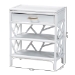 bali & pari Daina Natural Rattan Nightstand with Drawer and Open Shelves - Coastal Bedside Table with Geometric Design, White - WS118B-Medium Knob-White-Rattan-NS