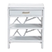 bali & pari Daina Natural Rattan Nightstand with Drawer and Open Shelves - Coastal Bedside Table with Geometric Design, White - WS118B-Medium Knob-White-Rattan-NS