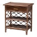 bali & pari Akane Natural Rattan Nightstand with Drawer and Open Shelves - Coastal Bedside Table with Lattice Design, Brown - WS118A-Medium Knob-Antiqued Brown-Rattan-NS