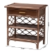 bali & pari Akane Natural Rattan Nightstand with Drawer and Open Shelves - Coastal Bedside Table with Lattice Design, Brown - WS118A-Medium Knob-Antiqued Brown-Rattan-NS