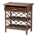 bali & pari Akane Natural Rattan Nightstand with Drawer and Open Shelves - Coastal Bedside Table with Lattice Design, Brown - WS118A-Medium Knob-Antiqued Brown-Rattan-NS