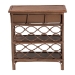 bali & pari Akane Natural Rattan Nightstand with Drawer and Open Shelves - Coastal Bedside Table with Lattice Design, Brown - WS118A-Medium Knob-Antiqued Brown-Rattan-NS