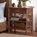 bali & pari Akane Natural Rattan Nightstand with Drawer and Open Shelves - Coastal Bedside Table with Lattice Design, Brown - WS118A-Medium Knob-Antiqued Brown-Rattan-NS