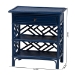 bali & pari Tiaret Natural Rattan Nightstand with Drawer and Shelves - Chippendale -Style Bedside Table for Bedroom or Coastal Living Spaces, Blue - WS117-Small Knob-Royal Blue-Rattan-NS