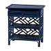 bali & pari Tiaret Natural Rattan Nightstand with Drawer and Shelves - Chippendale -Style Bedside Table for Bedroom or Coastal Living Spaces, Blue - WS117-Small Knob-Royal Blue-Rattan-NS