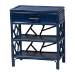 bali & pari Daina Natural Rattan Nightstand with Drawer and Open Shelves - Coastal Bedside Table with Geometric Design, Blue - WS118B-Medium Knob-Royal Blue-Rattan-NS