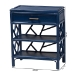 bali & pari Daina Natural Rattan Nightstand with Drawer and Open Shelves - Coastal Bedside Table with Geometric Design, Blue - WS118B-Medium Knob-Royal Blue-Rattan-NS