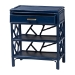 bali & pari Daina Natural Rattan Nightstand with Drawer and Open Shelves - Coastal Bedside Table with Geometric Design, Blue - WS118B-Medium Knob-Royal Blue-Rattan-NS