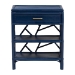 bali & pari Daina Natural Rattan Nightstand with Drawer and Open Shelves - Coastal Bedside Table with Geometric Design, Blue - WS118B-Medium Knob-Royal Blue-Rattan-NS