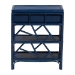 bali & pari Daina Natural Rattan Nightstand with Drawer and Open Shelves - Coastal Bedside Table with Geometric Design, Blue - WS118B-Medium Knob-Royal Blue-Rattan-NS