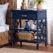 bali & pari Daina Natural Rattan Nightstand with Drawer and Open Shelves - Coastal Bedside Table with Geometric Design, Blue - WS118B-Medium Knob-Royal Blue-Rattan-NS