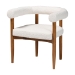 Baxton Studio Caia Boucle Dining Chair - Modern Upholstered Accent Armchair, Cream, Minimalist Design - BBT5540-Cream/Walnut-DC