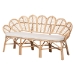 bali & pari Eliava Natural Rattan Accent Bench with Removable Cushion - Coastal Boho Style Loveseat with Scalloped Fan Back Design for Indoor Living Room or Sunroom Seating - Flower-Natural-Bench